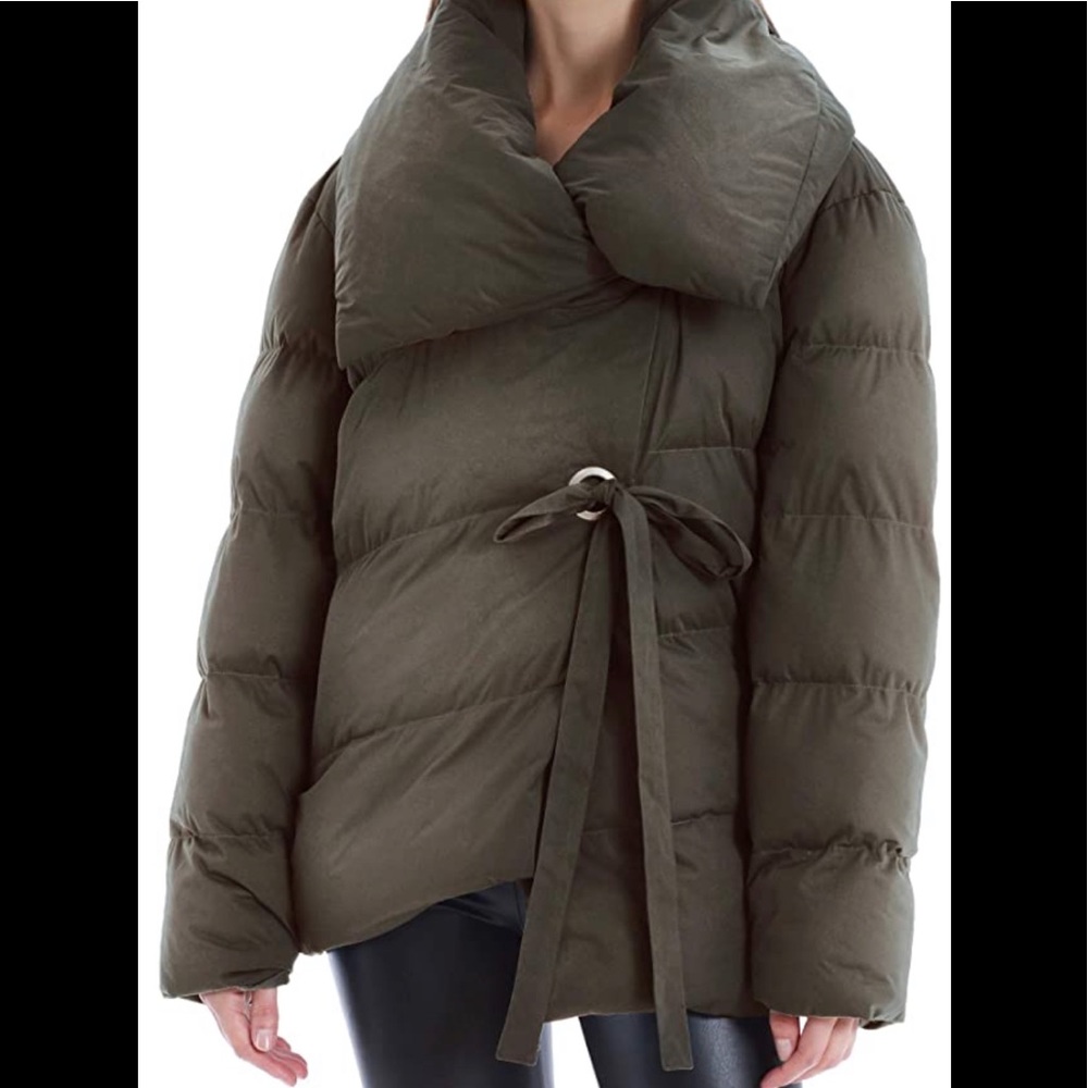 Vegan leather puffer coat
